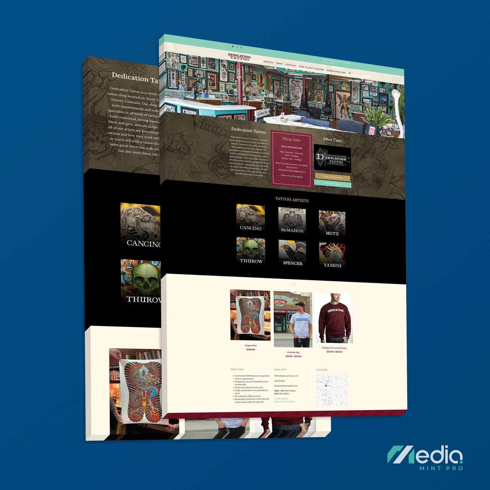 Dedicated Tattoo Studio Website Design