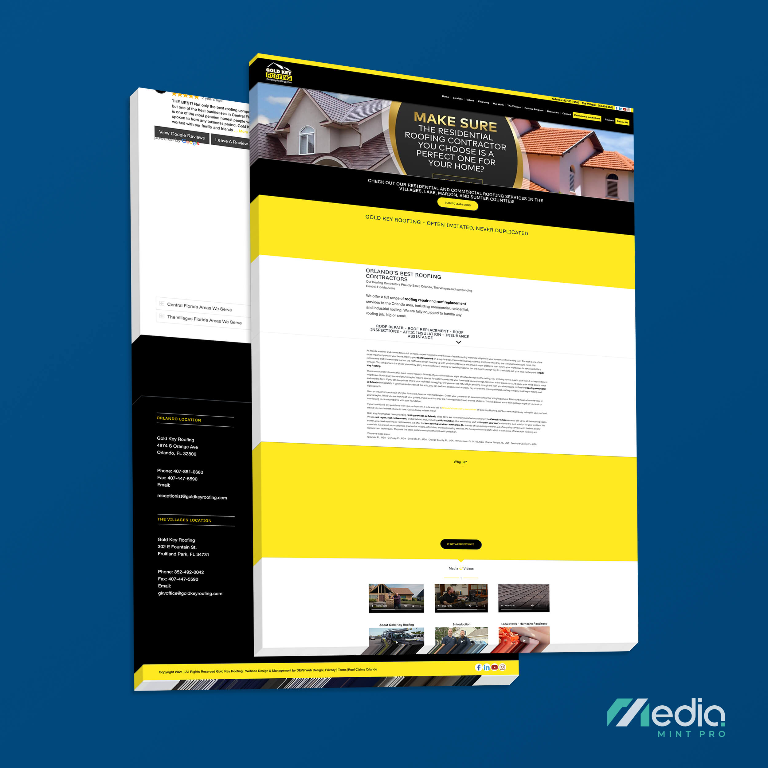 Roofing Website Design for Gold Key Roofing