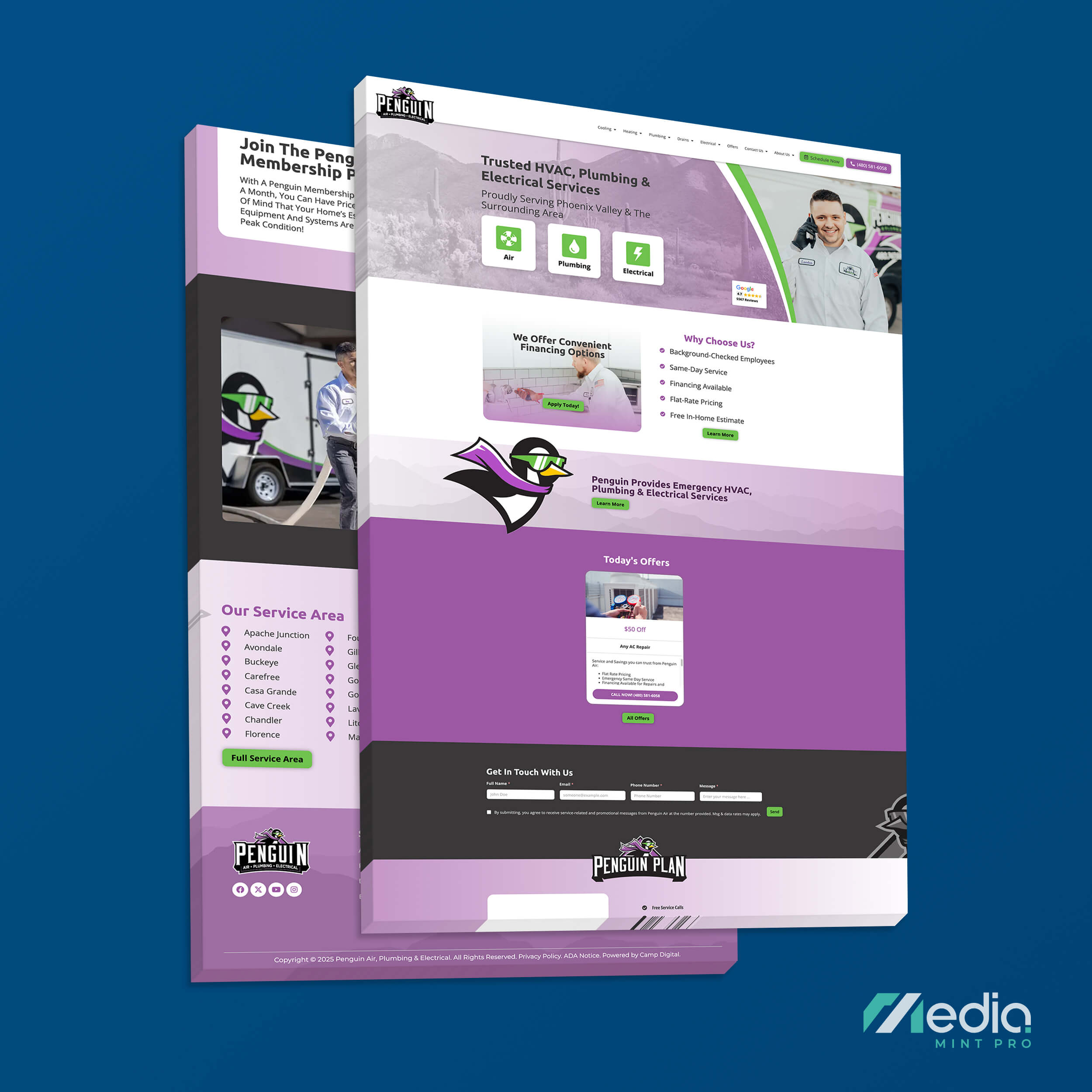 Penguin Air Plumbing & Electrical Website Design